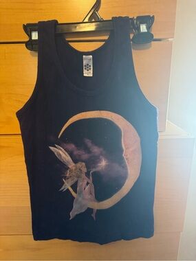 Girls Small Tank Top with Fairy and Crescent Moon Graphic